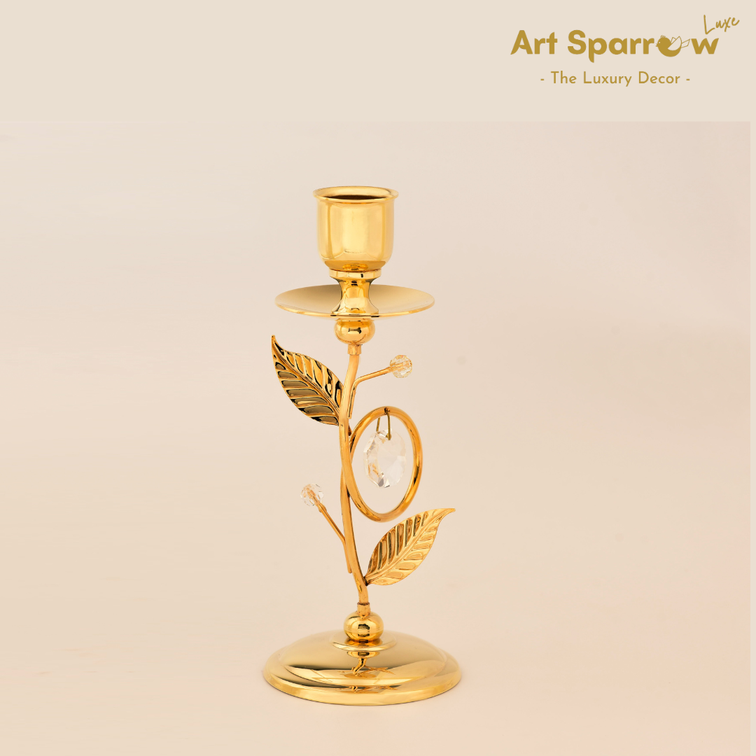 Golden Candle Holder with Twisted & Beads