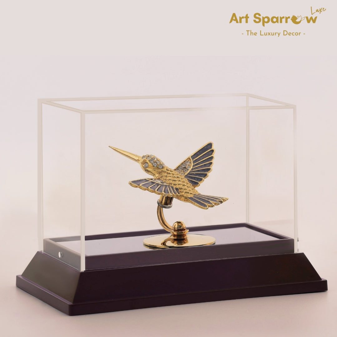 Golden Humming Bird Enamel Decor Showpiece
