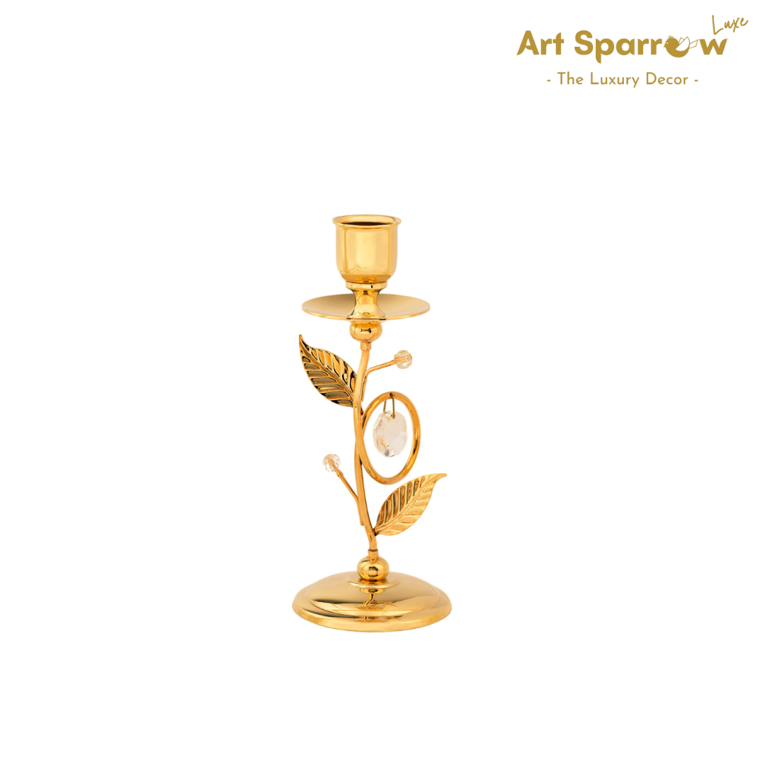 Golden Candle Holder with Twisted & Beads