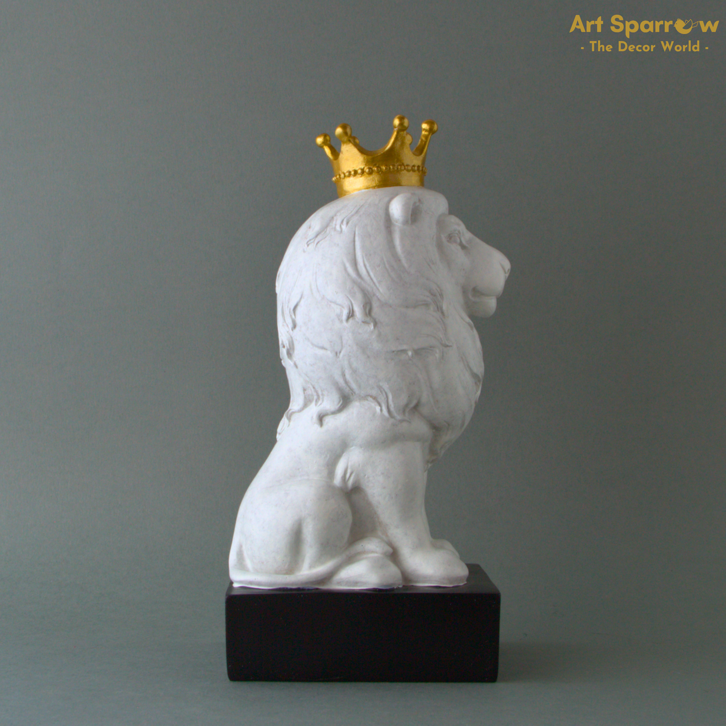 White Lion King with Crown Showpiece