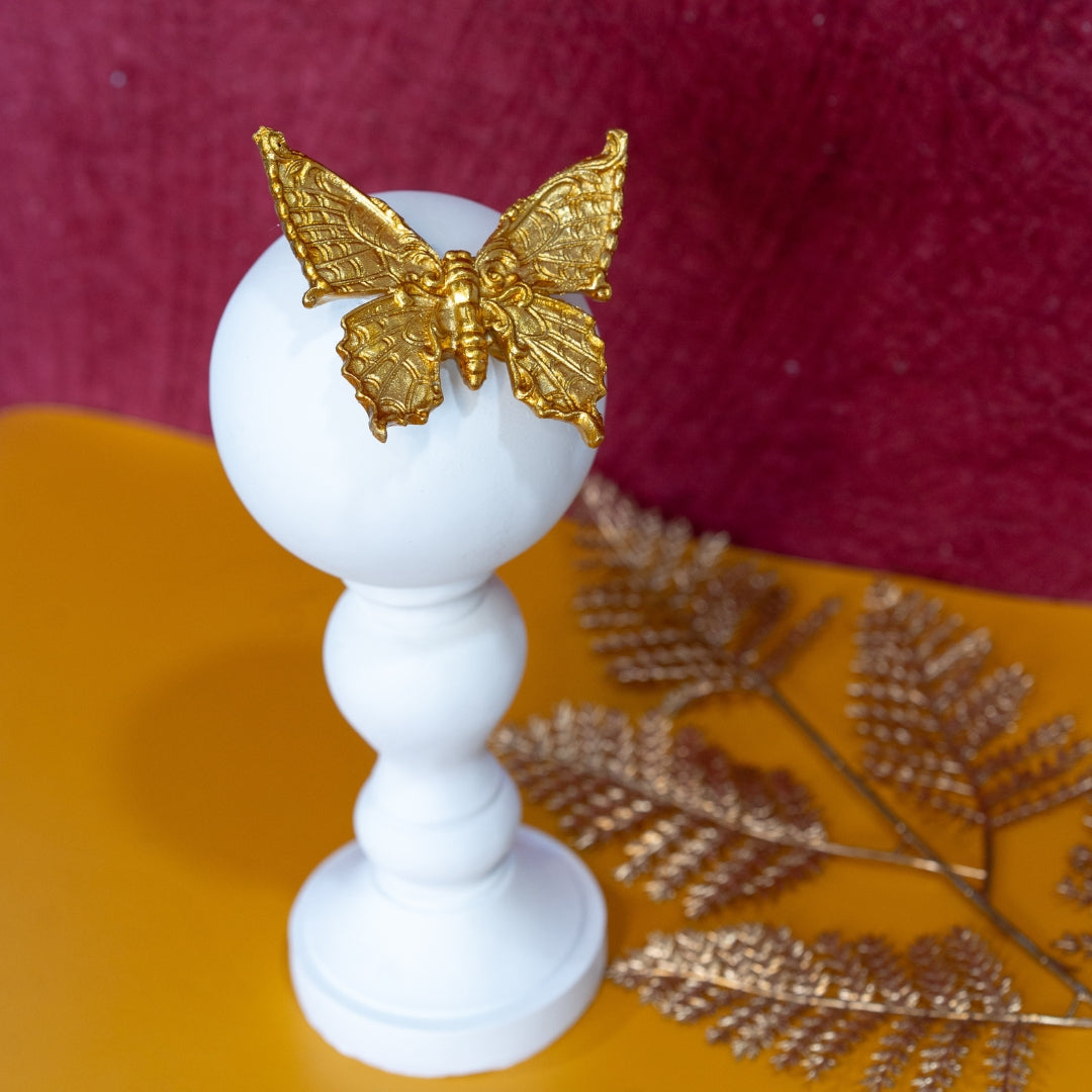 Butterfly Sitting on Chess White Pawn Table Decor White Color