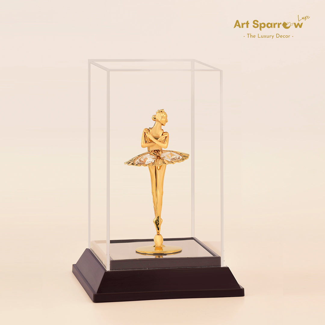 Golden Ballerina Dancing Girl Decor Showpiece
