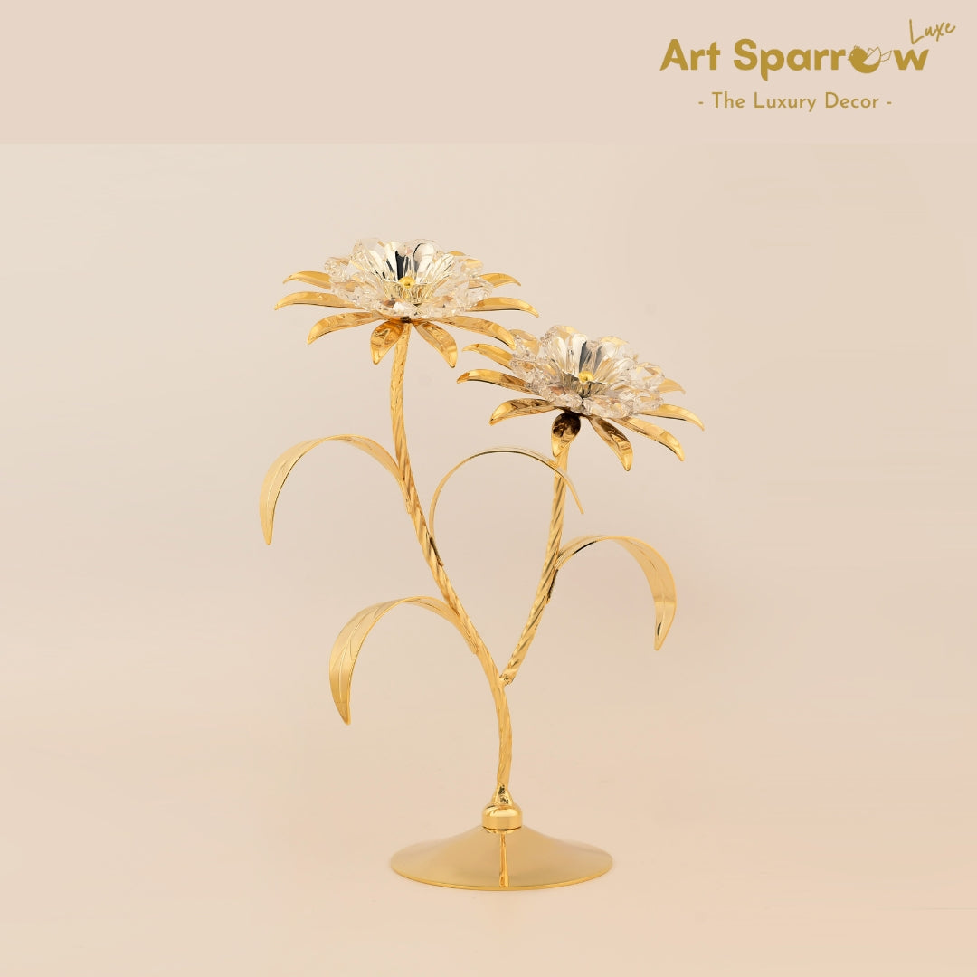 2 Golden Sunflowers with Diamond