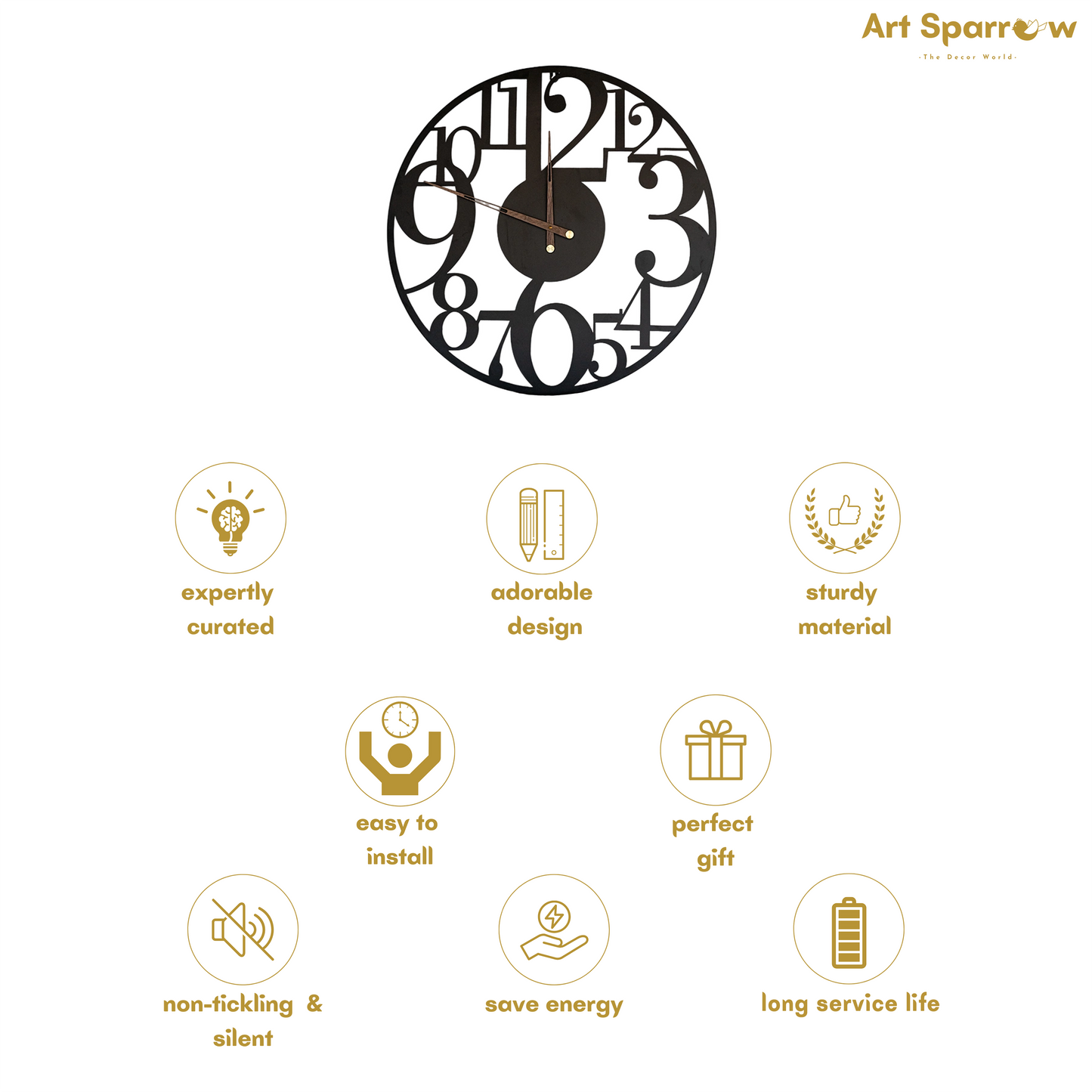 Numercial Roman Black Wall Clock