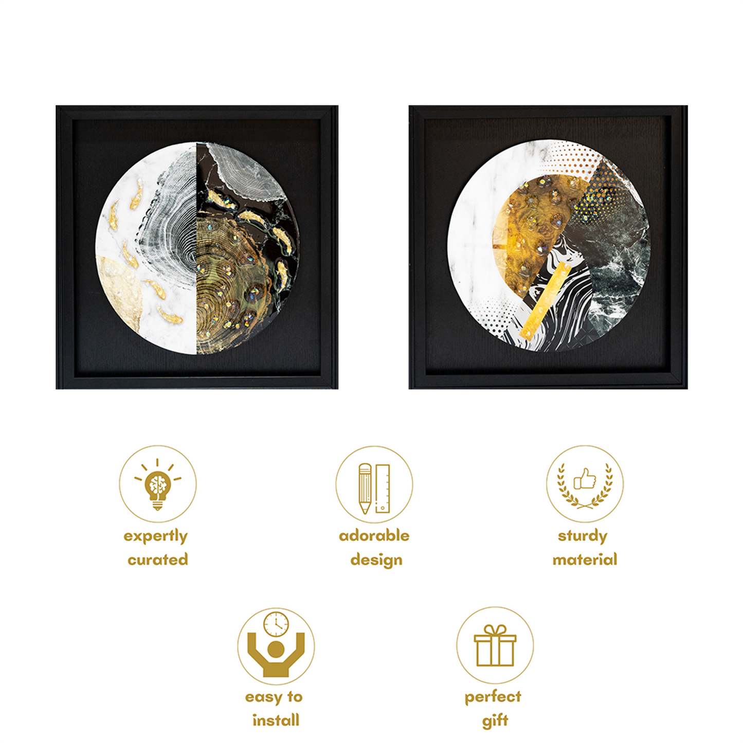 Lucky Pisces Horoscope Crystal Embedded Resin Wall Decor (Set of 2 )