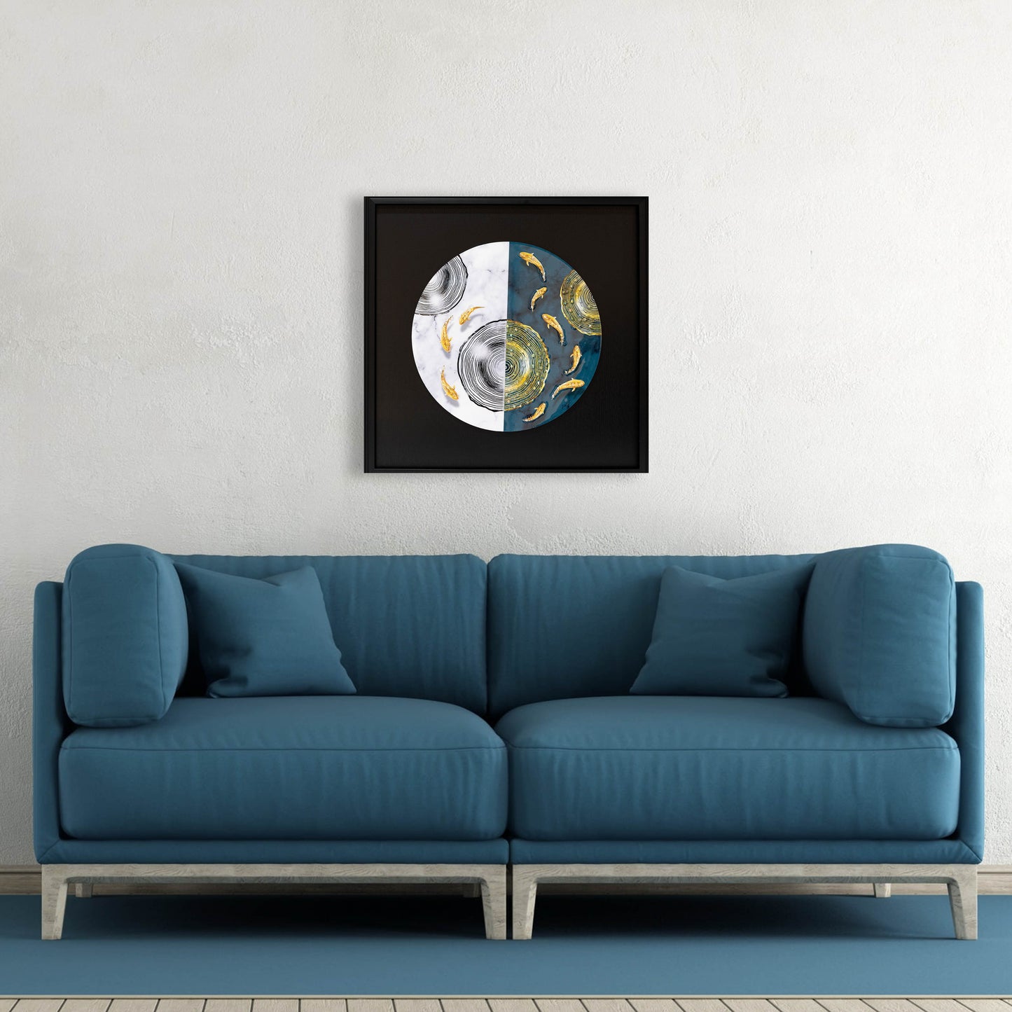 Pisces Horoscope Zodiac Lucky Mdf Wood Frame Embossed Crystal Embedded Resin Wall Art 24 x 24 inch