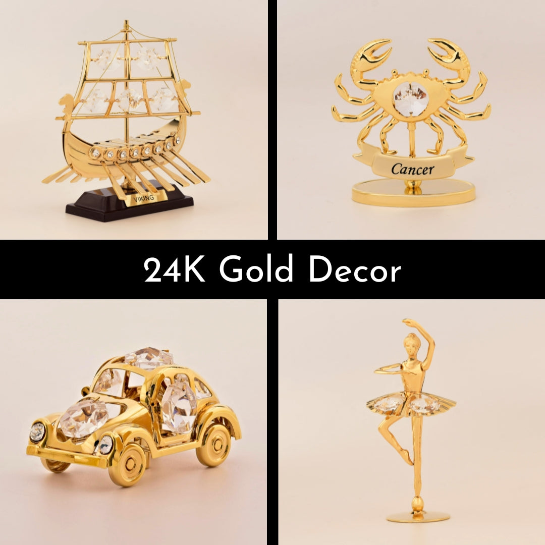 : a 24K Gold plated decor piece adorned with a dazzling Swarovski crystal