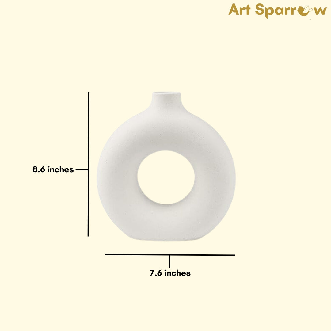 Donut Table Vase Polyresin White (Set of 2)