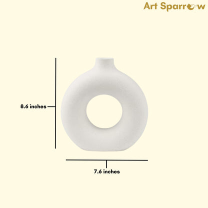 Donut Table Vase Polyresin White (Set of 2)