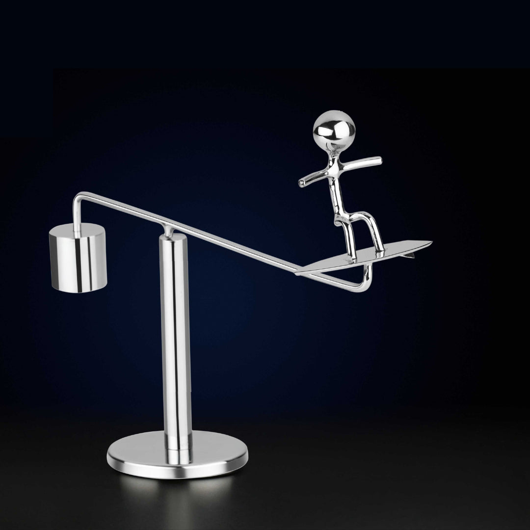 Stainless Steel Balancing Surfer Man Table Top