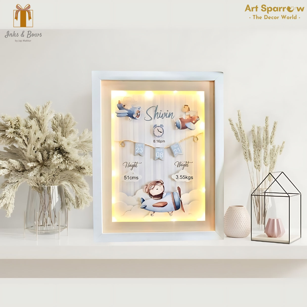 Customizable Baby Birth Detail Frame | Inks & Bows