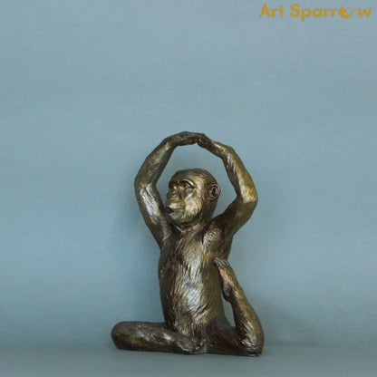 Yoga Pose Monkey Rustic Gold Resin Ornaments set of 4