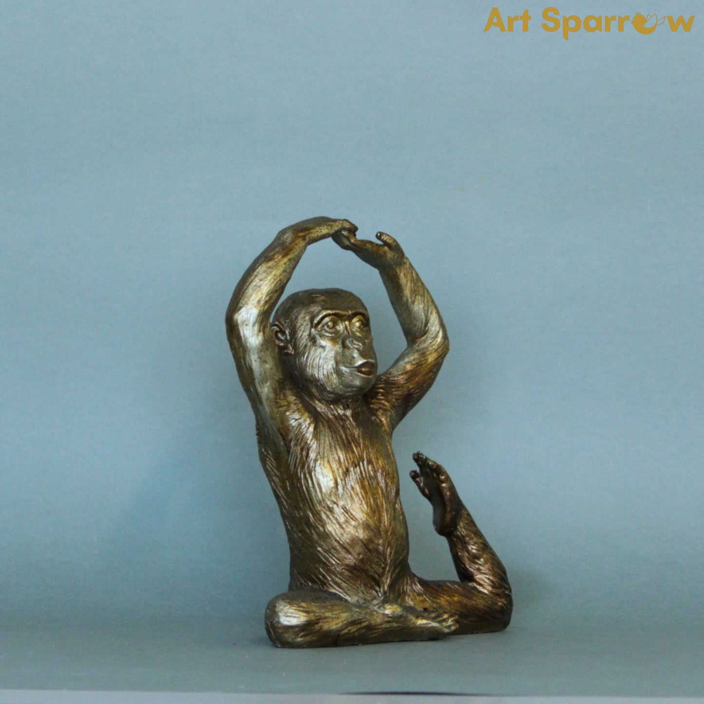 Yoga Pose Monkey Rustic Gold Resin Ornaments set of 4