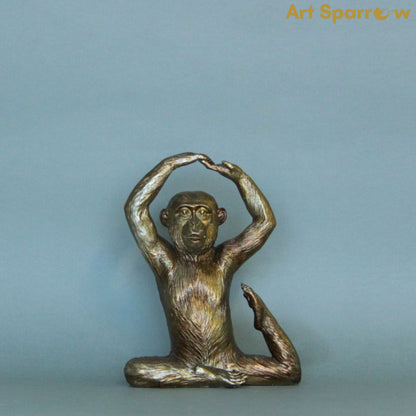 Yoga Pose Monkey Rustic Gold Resin Ornaments set of 4