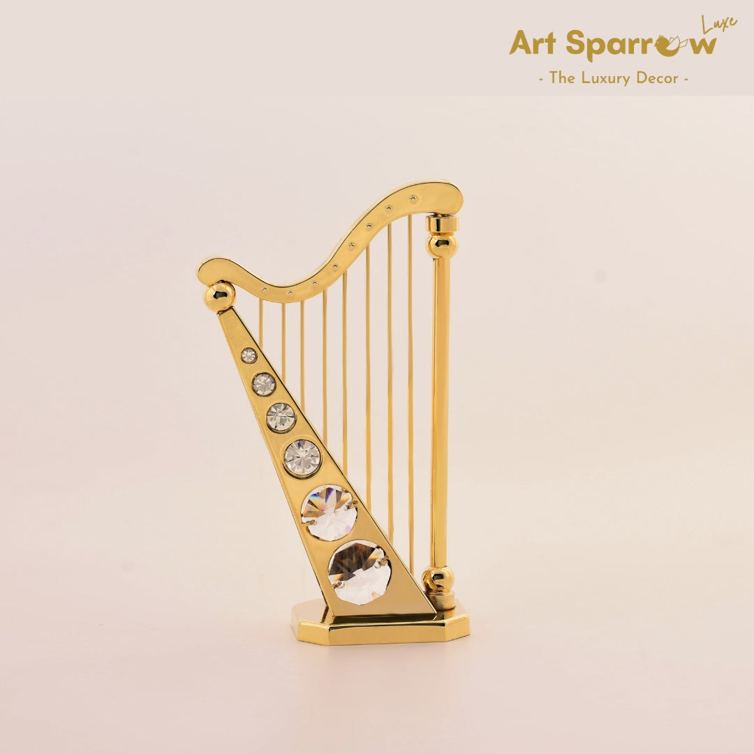 Golden Harp Music Melody Decor Showpiece