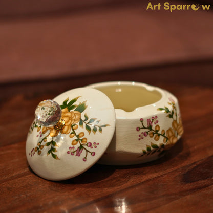 Beige Ceramic Bowl with Lid