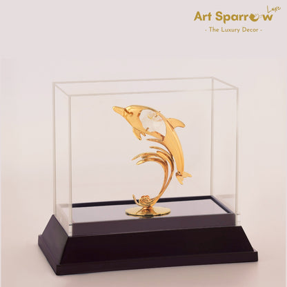 Golden Dolphin Decor Showpiece