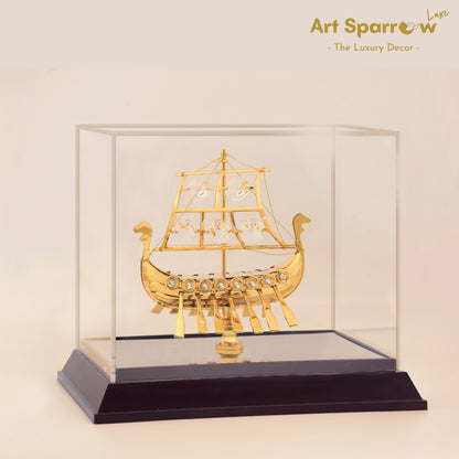 Golden Ship Viking Decor Showpiece