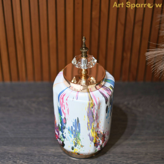 Colorful Jar Vase Pickle Jar with Lid Luxury Modern Porcelain Storage Jars