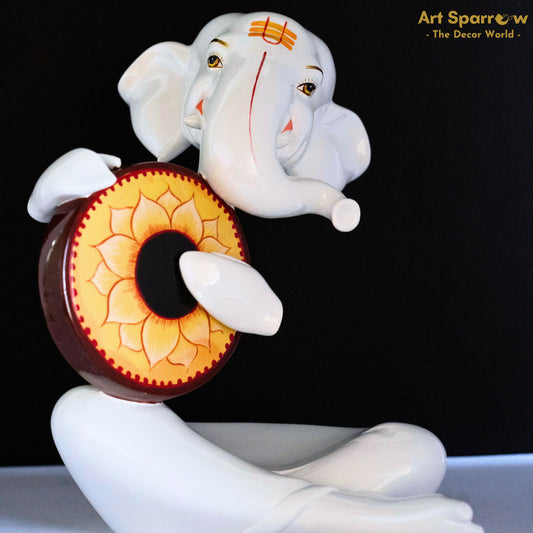 Ganesh Ji White Ceramic Showpiece - Ganpati