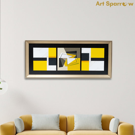 Abstract Yellow Embossed Canvas Wall Painting