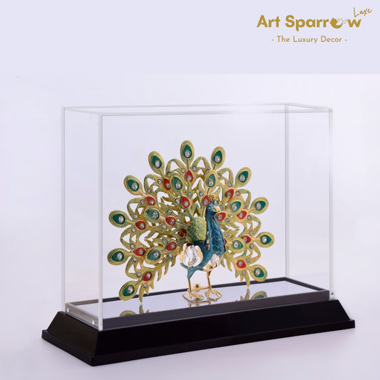 Peacock with Enamel Feather Decor Showpiece