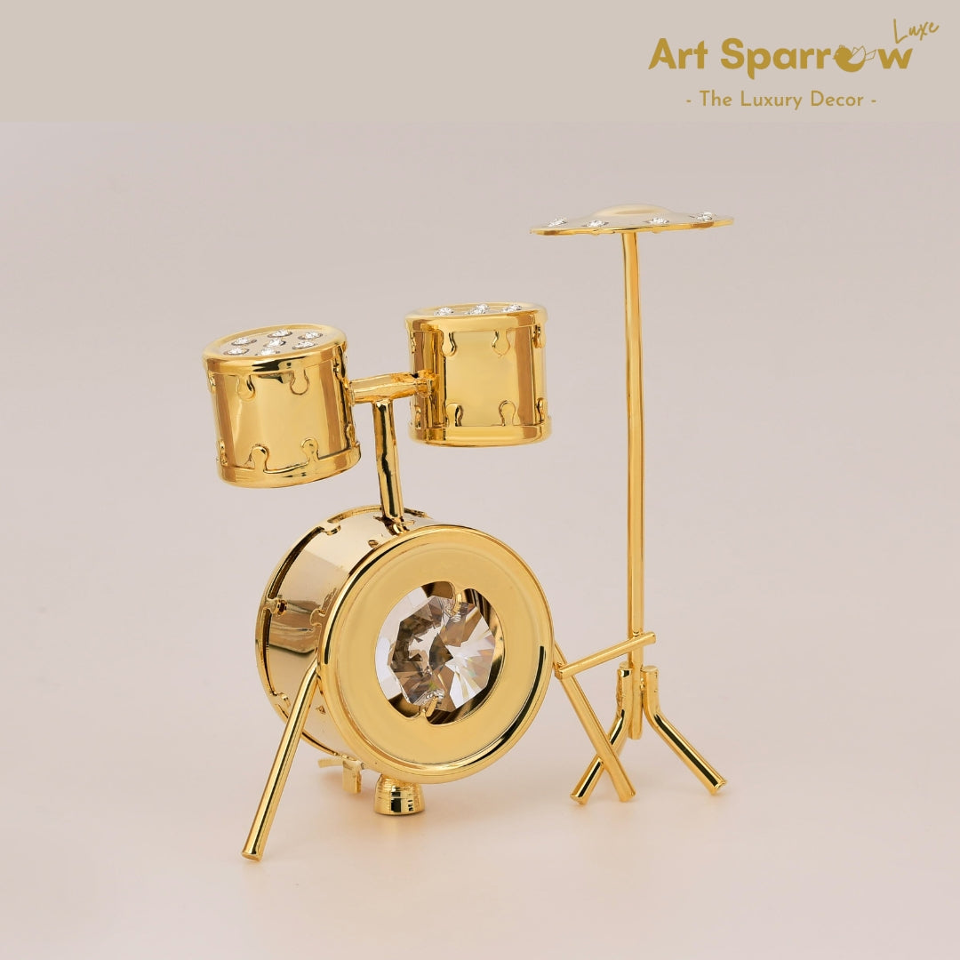 Golden Drums Musician Decor Showpiece