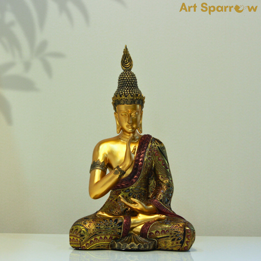 Golden Buddha Figurine Decor Statue