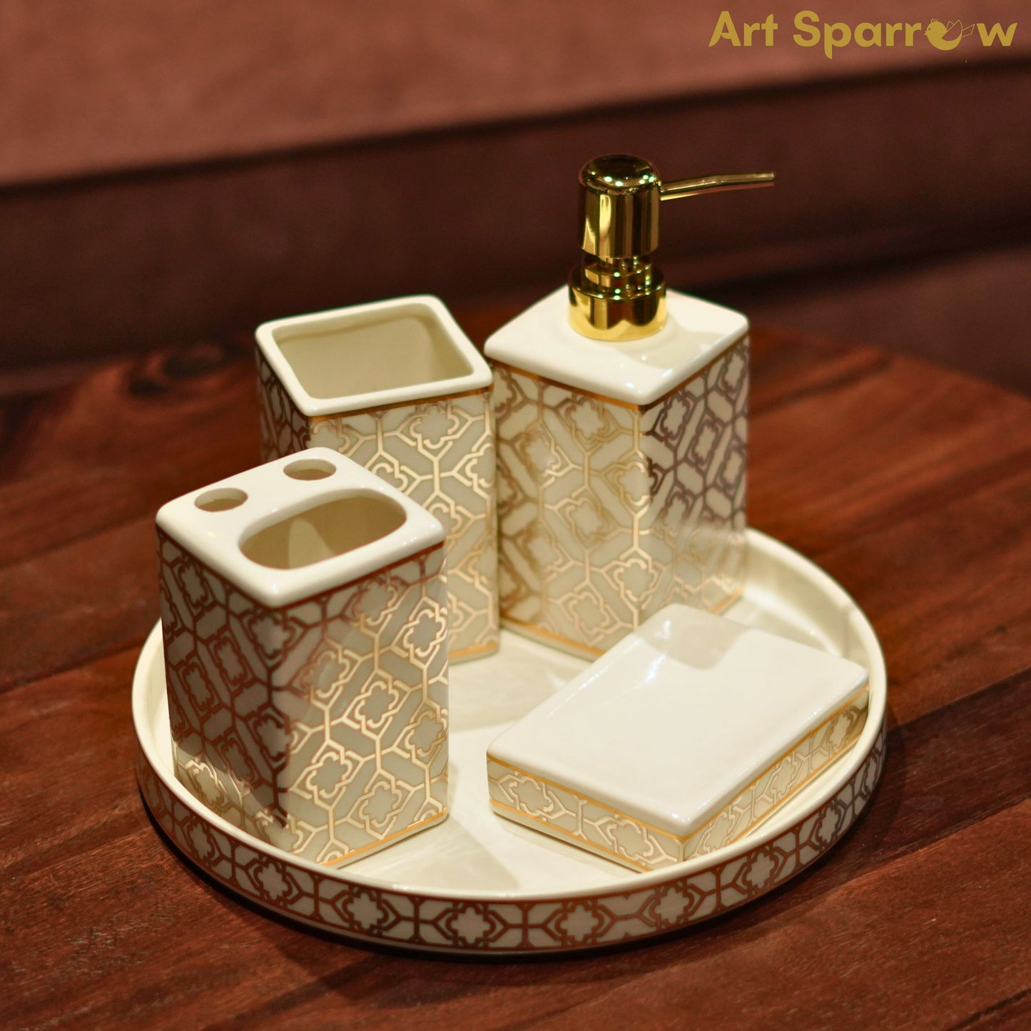 Ceramic Glossy Luxurious Bathroom Accessory Set