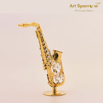 Golden Saxophone Musical Instrument Decor Showpiece