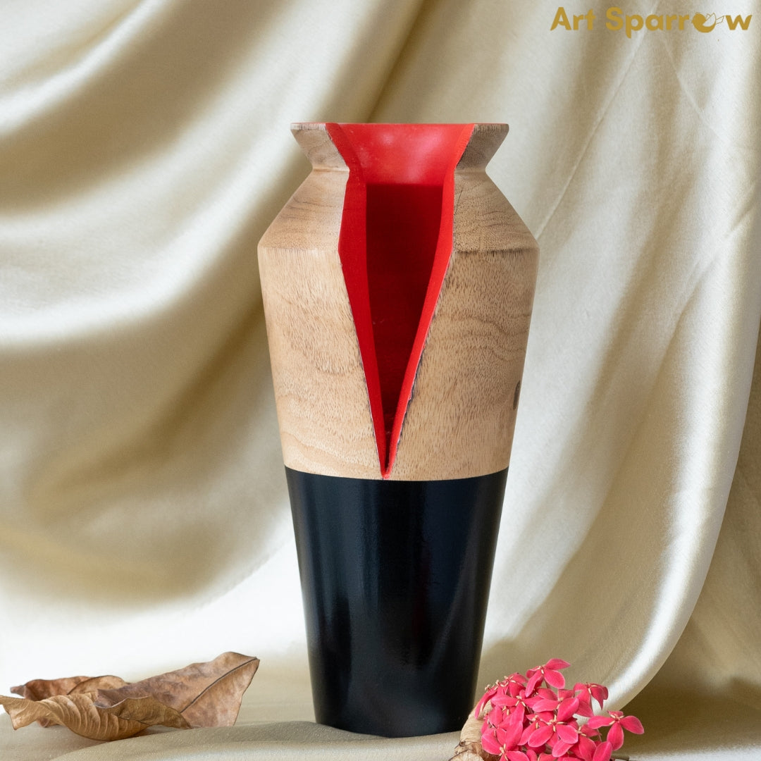 Wooden Vase Decor FLower Vase