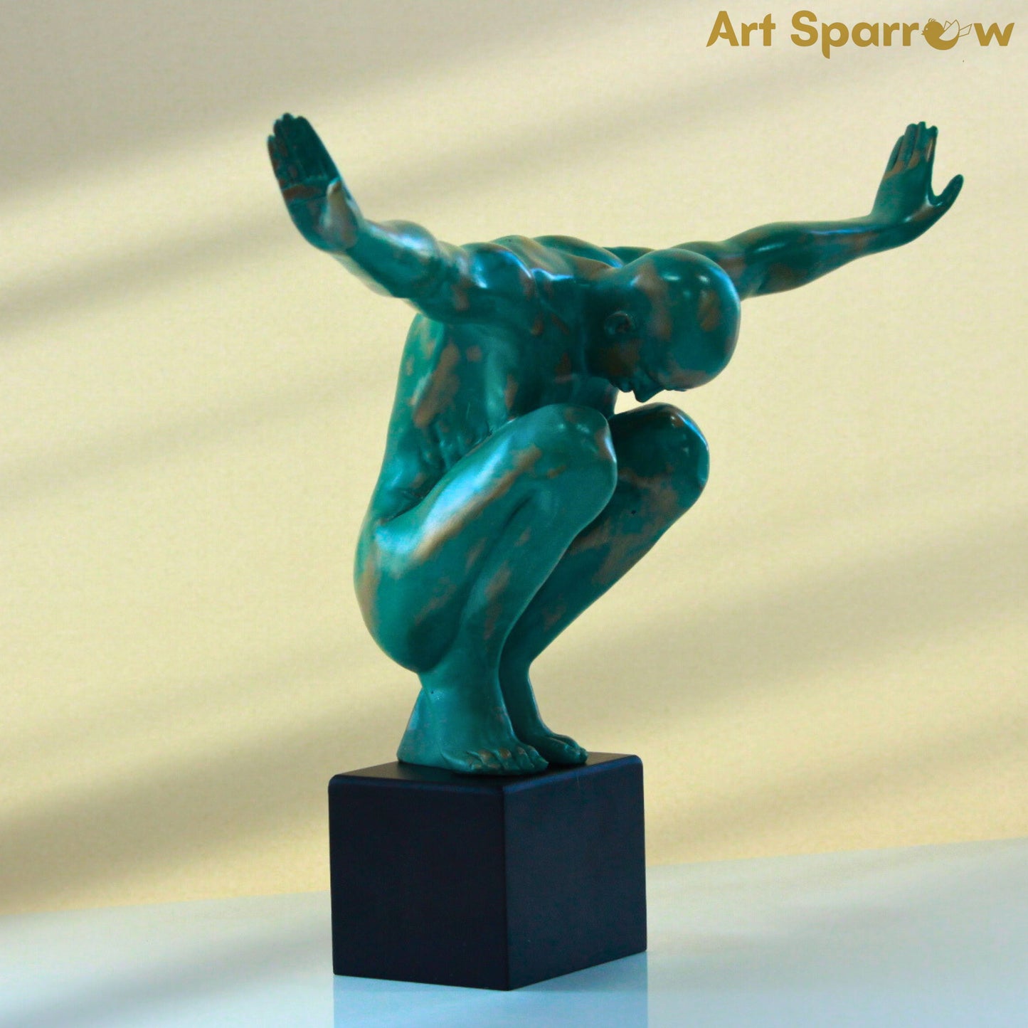 Abstract Green Greek Man Statue