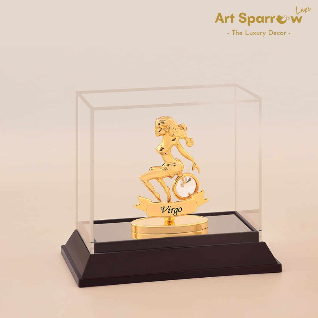 Golden Zodiac Sign Virgo Decor Showpiece