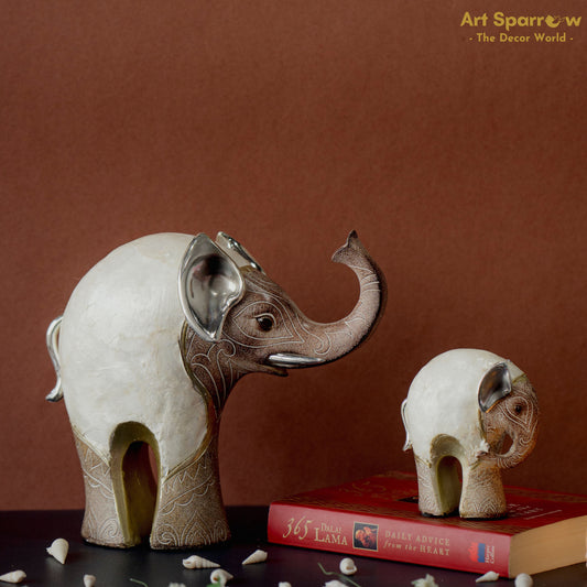 Decorative Elephant with Calf Table Art (set of 2)