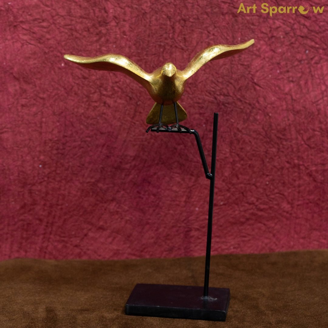 Golden Flying Bird Polyresin Table Artefact