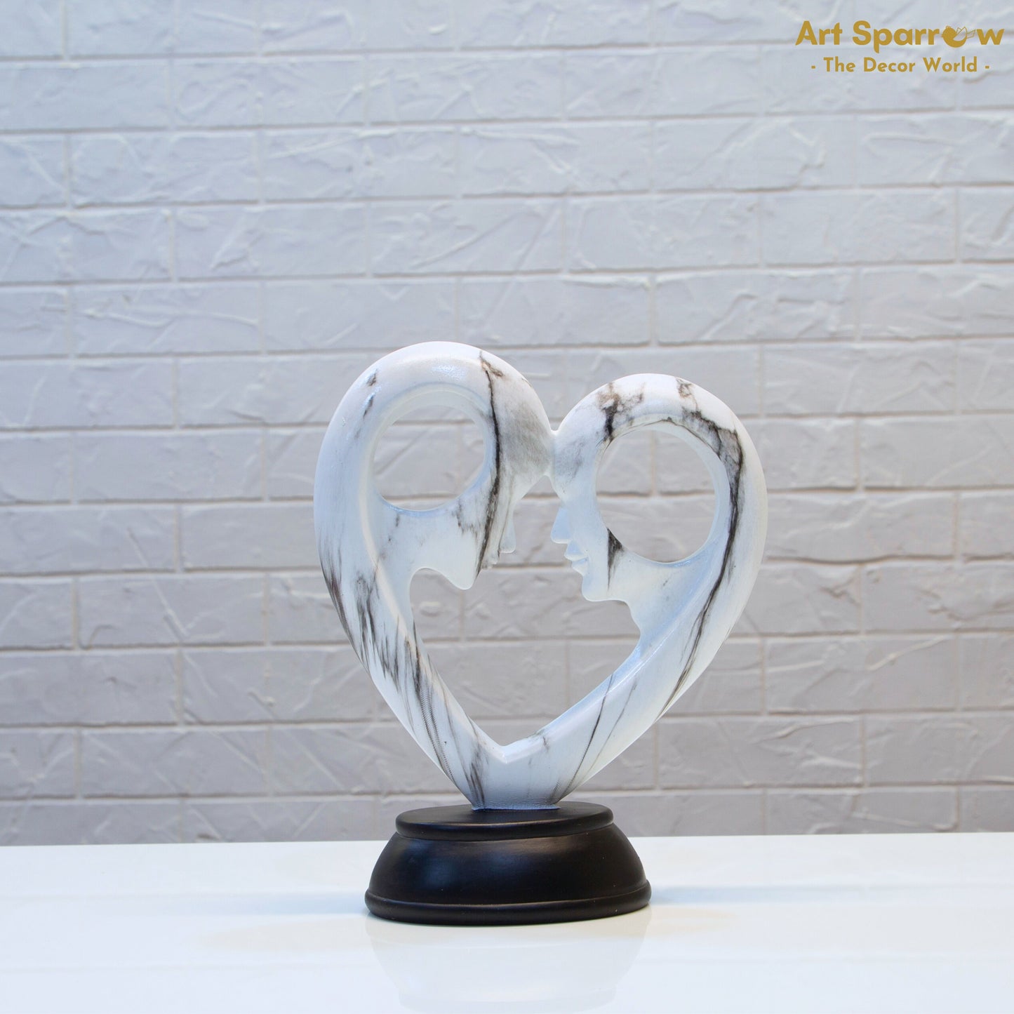 Loving Couple Heart Artefact White Color