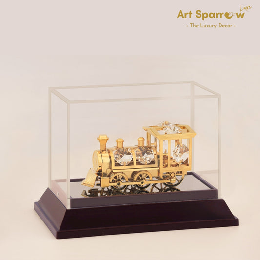 Golden Vinatge Train Engine Loco Pilot Decor Showpiece