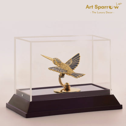 Golden Humming Bird Enamel Decor Showpiece