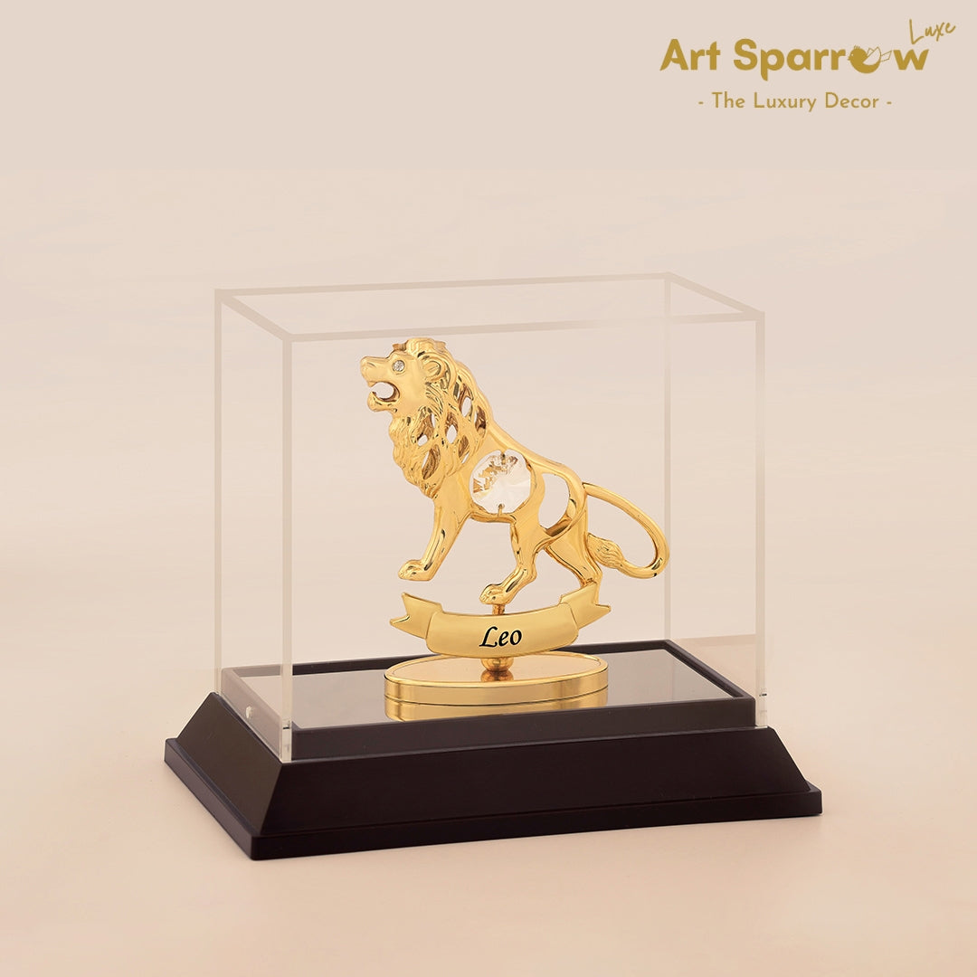 Golden Zodiac Sign Leo Decor Showpiece