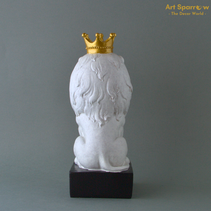 White Lion King with Crown Showpiece