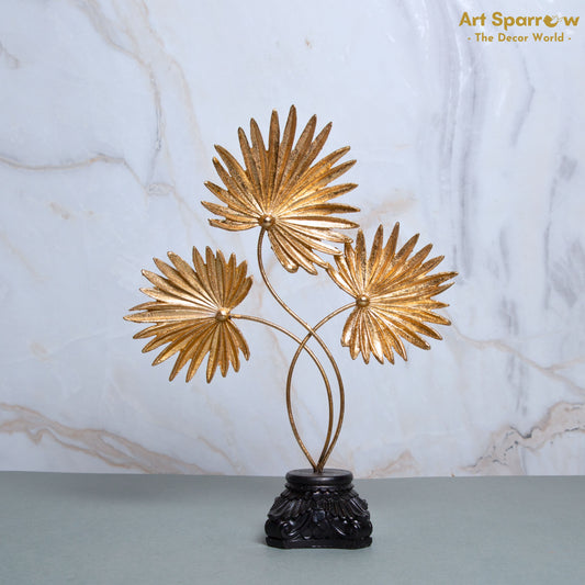 Polyresin Golden Flower Art Artifact