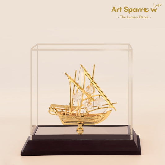 Golden Arabian Ship Decor Showpiece