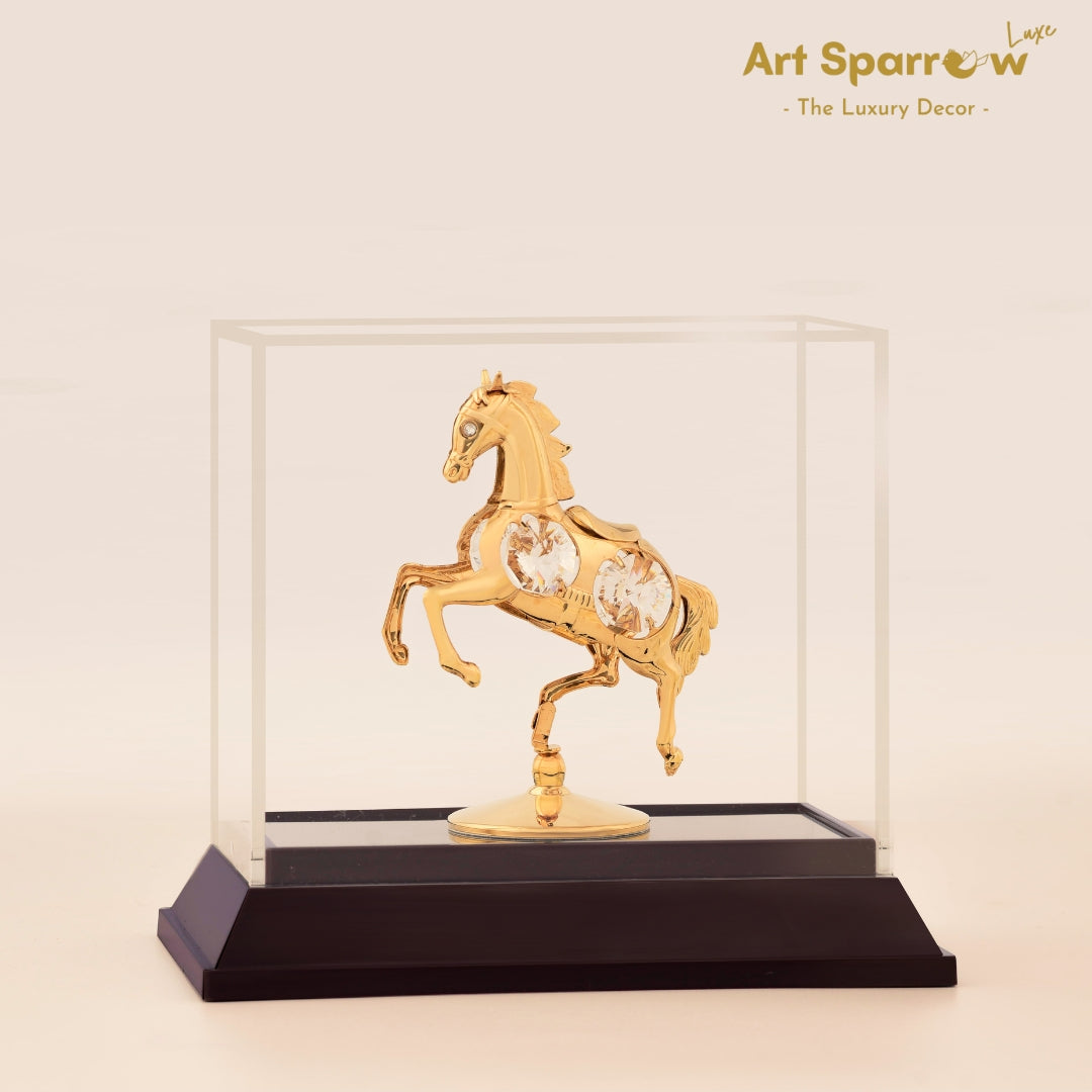Rising Golden Horse Table Decor Showpiece
