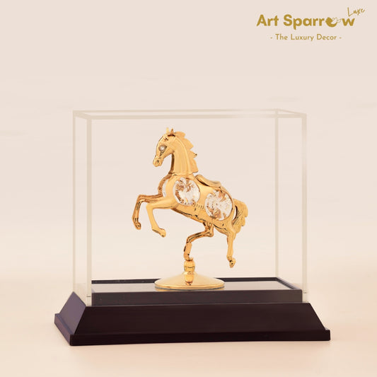 Strikng Golden Horse Table Decor Showpiece