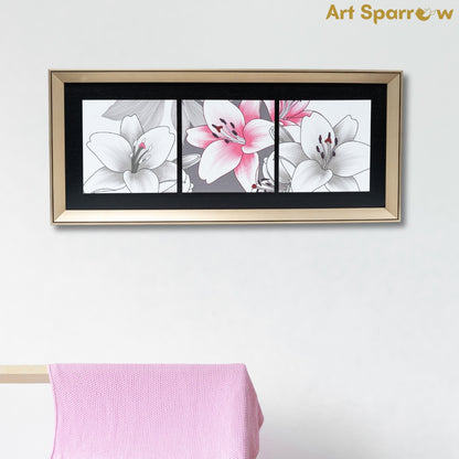 Lily Flower Design Embossed Canvas Wall Painting