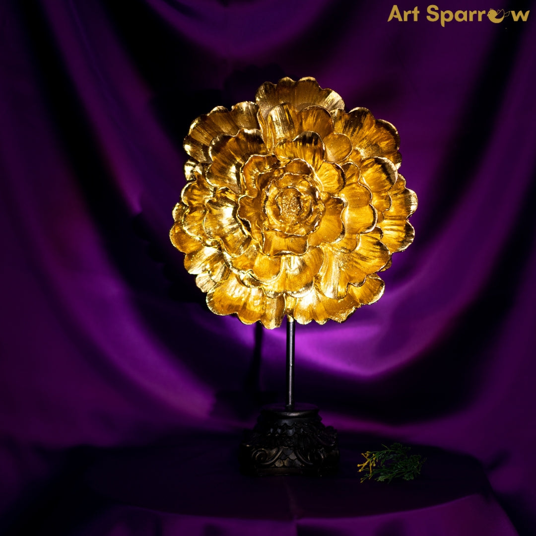 Golden Flower Table Decor by Art Sparrow