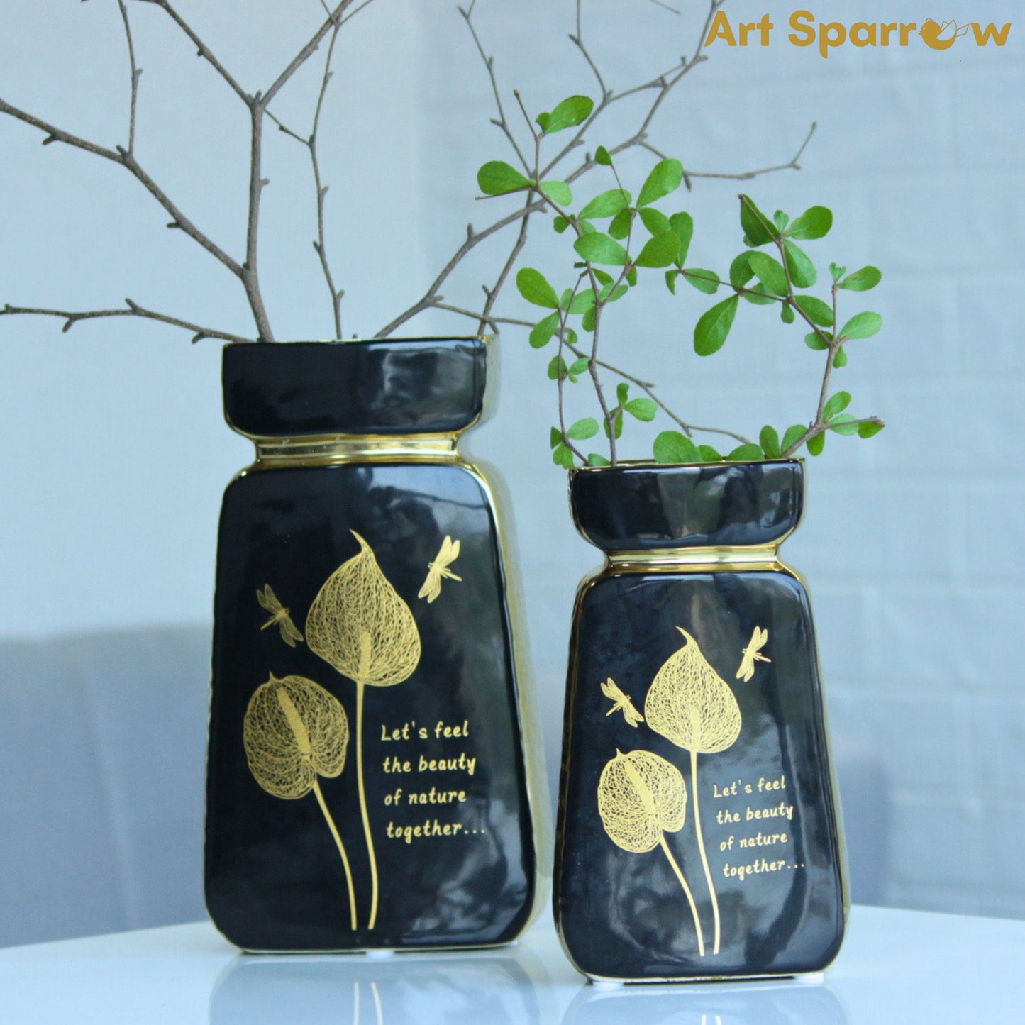 Black and Golden Glossy Vase