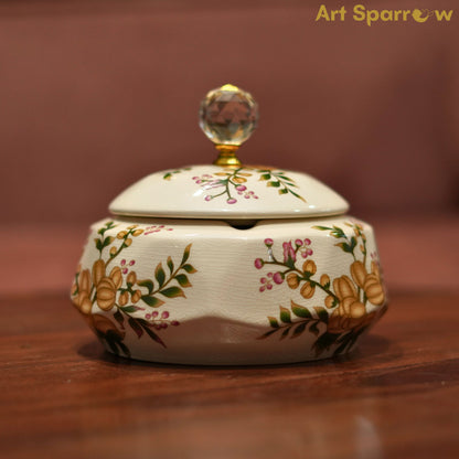 Beige Ceramic Bowl with Lid