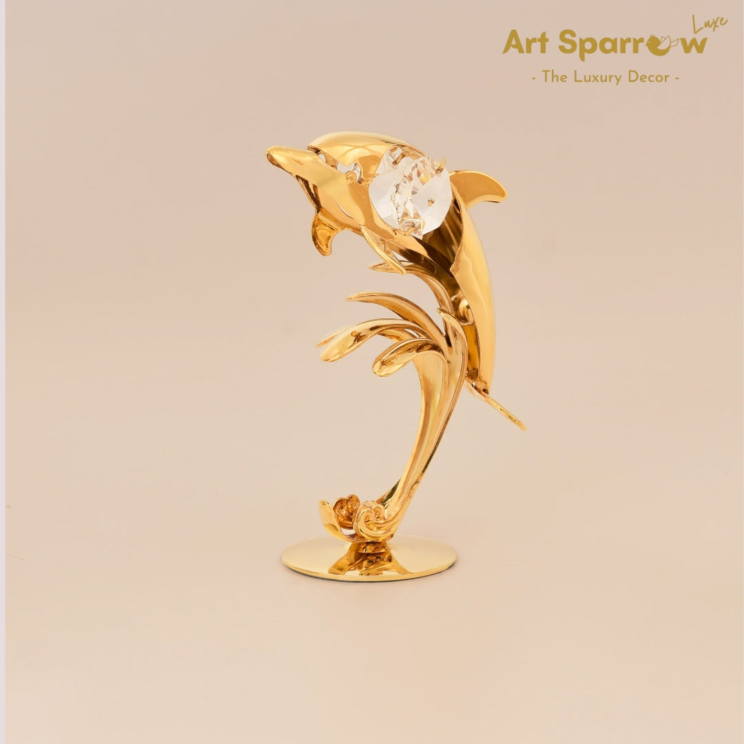 Golden Dolphin Decor Showpiece