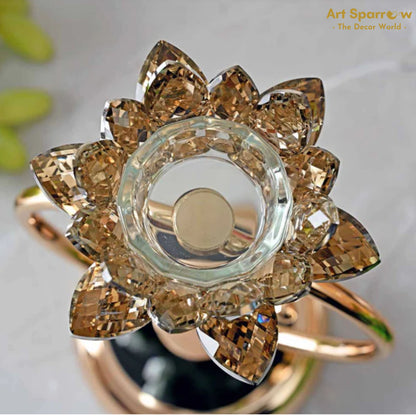 Crystal Lotus Flower Tea Light Holder Festive Decor